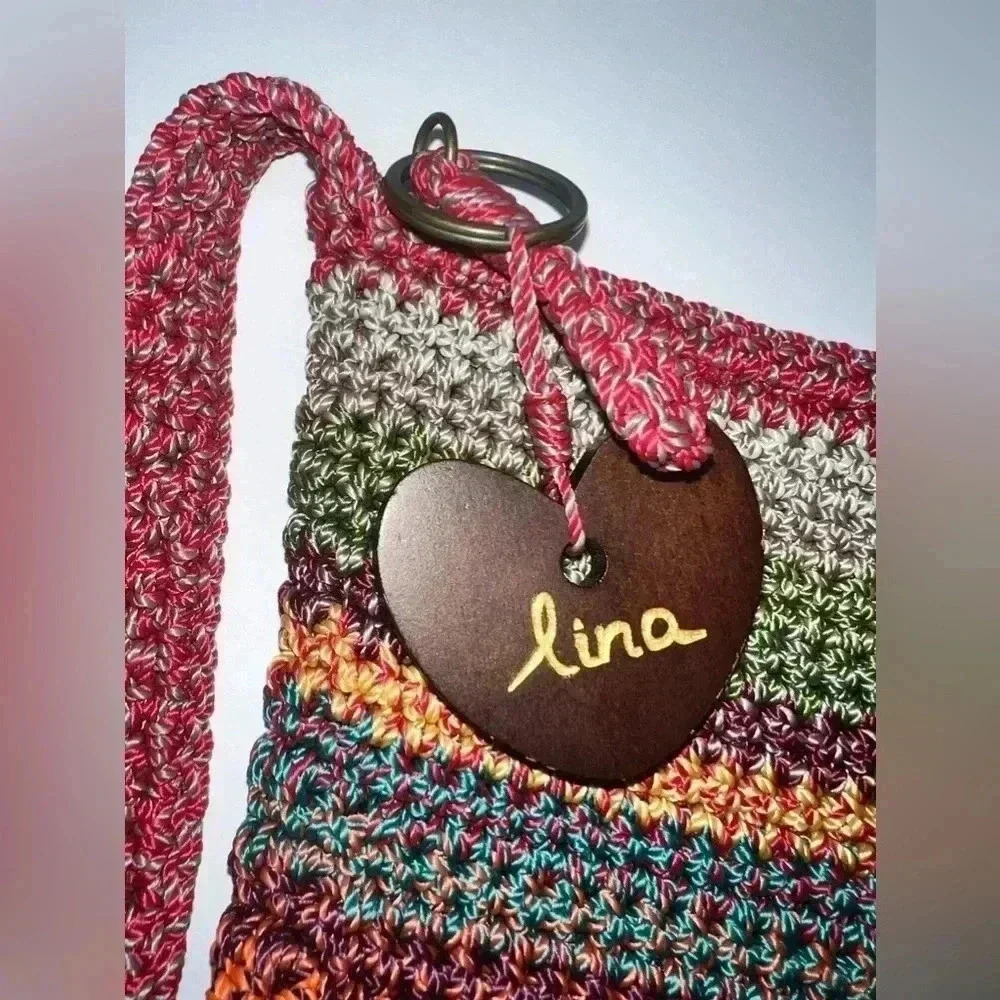 Lina Crossbody Hobo Crochet striped Rainbow purse - Picture 4 of 9